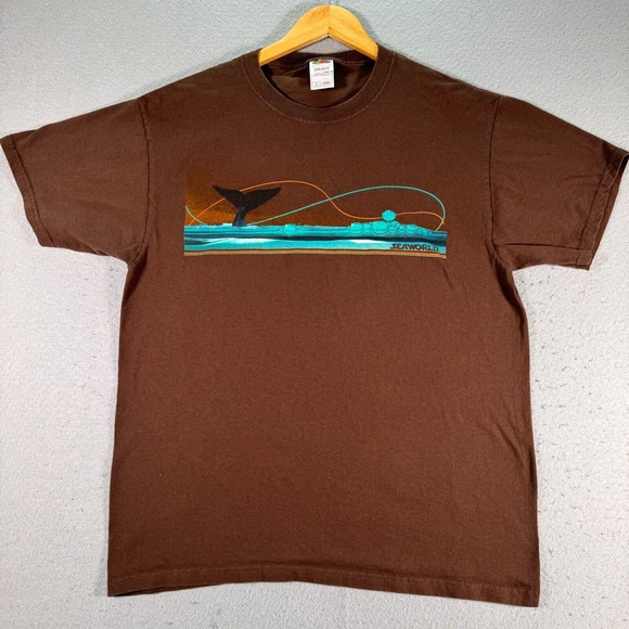 Seaworld Amusement‎ Park T-Shirt Adult Large Brown Whale Graphic Theme Fruit - Picture 1 of 9
